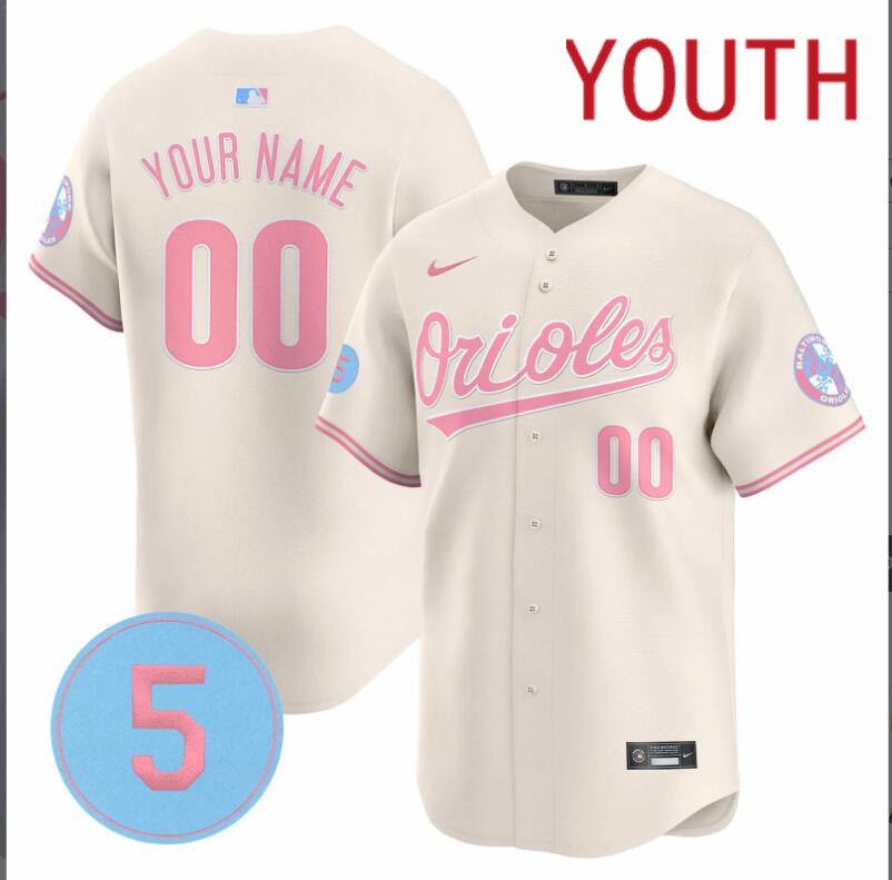 Youth  Baltimore Orioles Custom cream 2024 Nike MLB jersey->customized nfl jersey->Custom Jersey